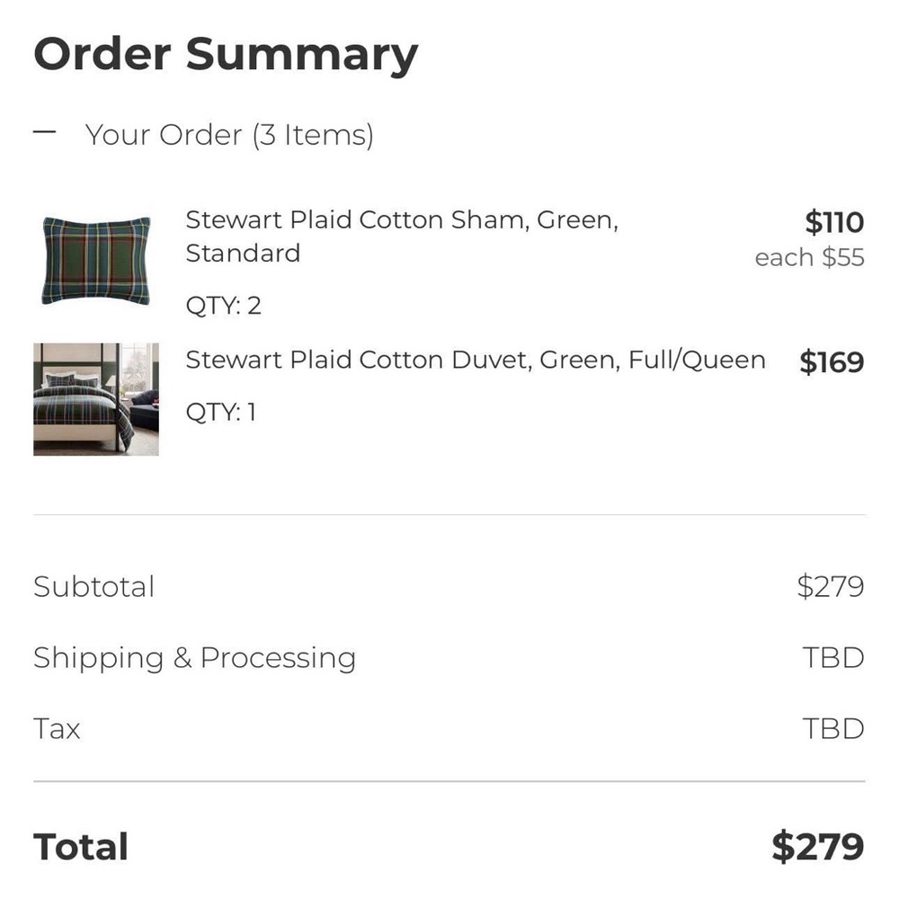 Pottery Barn Stewart Plaid Duvet and Shams in Green Multi Queen - Picture 7 of 11